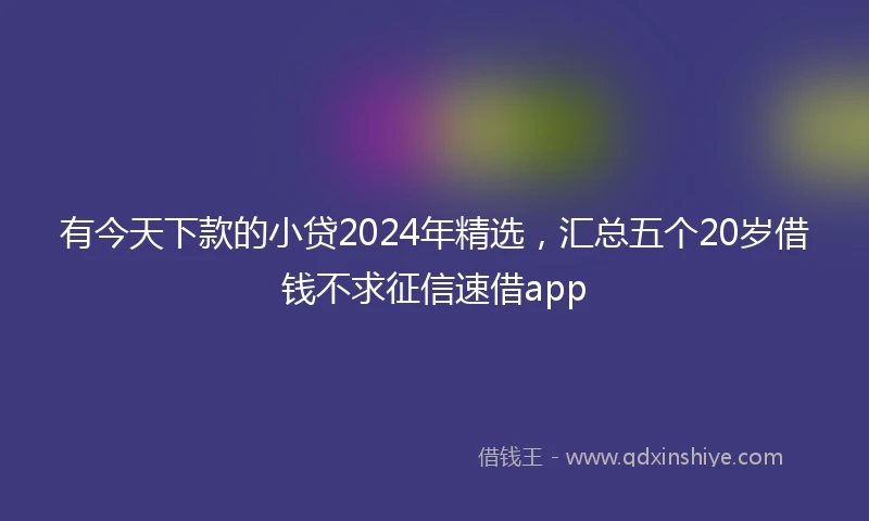 有今天下款的小贷2024年精选，汇总五个20岁借钱不求征信速借app