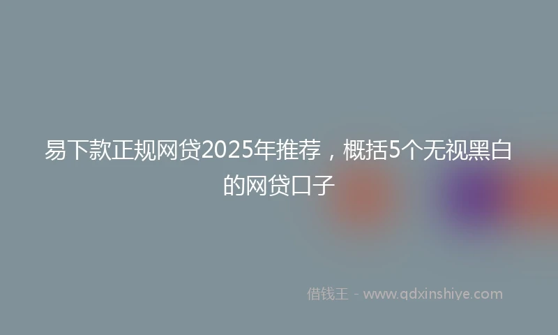 易下款正规网贷2025年推荐，概括5个无视黑白的网贷口子