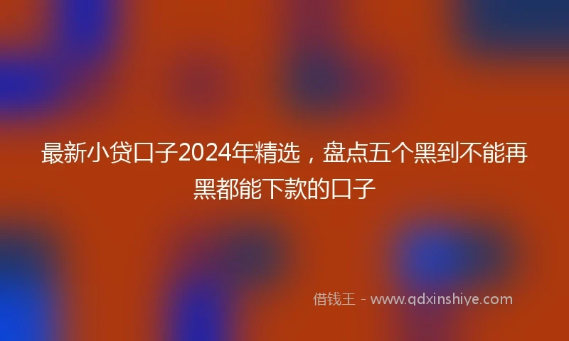 最新小贷口子2024年精选，盘点五个黑到不能再黑都能下款的口子