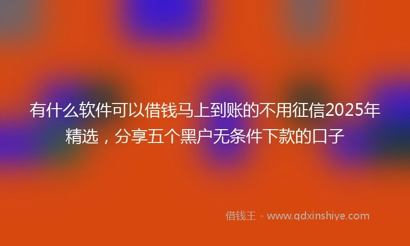 有什么软件可以借钱马上到账的不用征信2025年精选,分享五个黑户无条件下款的口子
