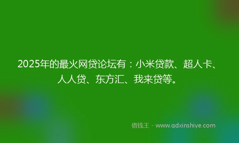 2025年的最火网贷论坛有：小米贷款、超人卡、人人贷、东方汇、我来贷等。