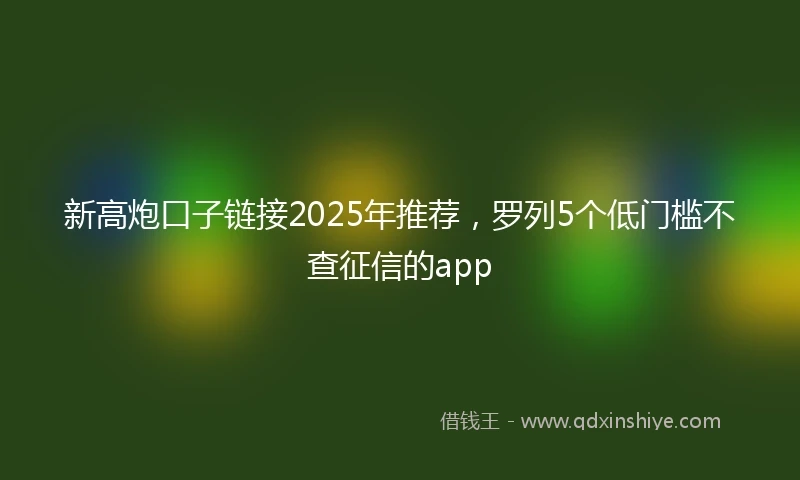 新高炮口子链接2025年推荐，罗列5个低门槛不查征信的app