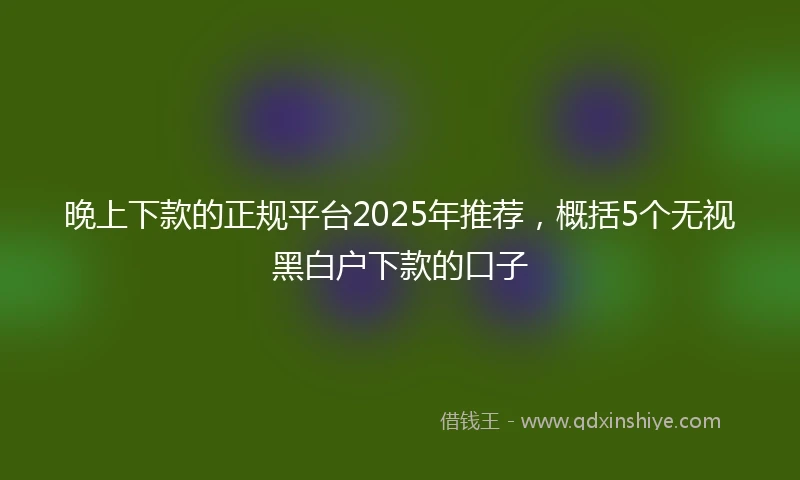 晚上下款的正规平台2025年推荐，概括5个无视黑白户下款的口子