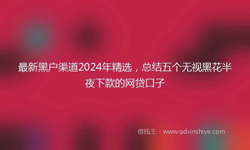 最新黑户渠道2024年精选，总结五个无视黑花半夜下款的网贷口子