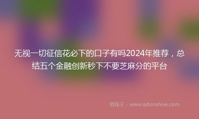 无视一切征信花必下的口子有吗2024年推荐，总结五个金融创新秒下不要芝麻分的平台
