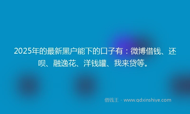 2025年的最新黑户能下的口子有：微博借钱、还呗、融逸花、洋钱罐、我来贷等。