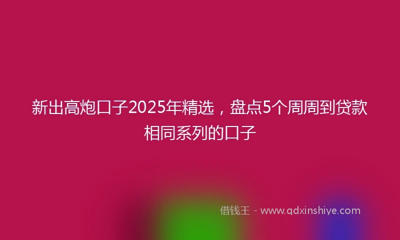 新出高炮口子2025年精选，盘点5个周周到贷款相同系列的口子