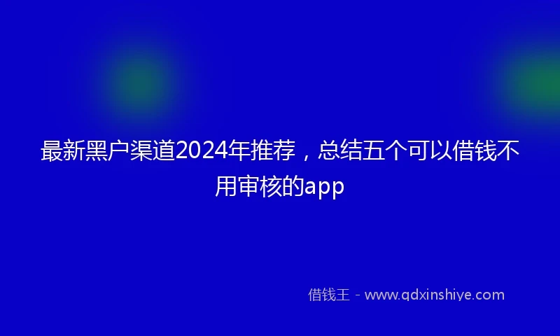 最新黑户渠道2024年推荐，总结五个可以借钱不用审核的app