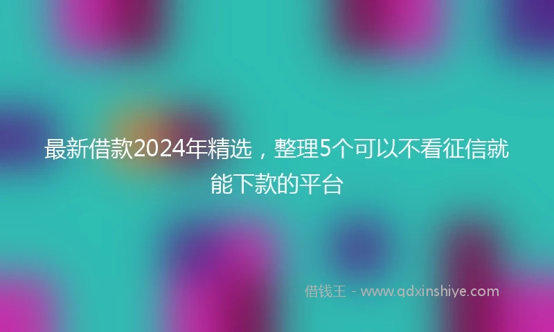 最新借款2024年精选，整理5个可以不看征信就能下款的平台