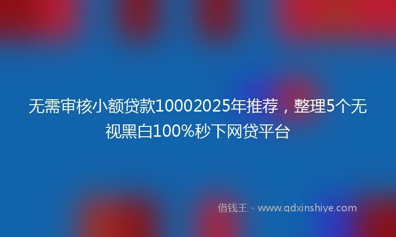 无需审核小额贷款10002025年推荐，整理5个无视黑白100%秒下网贷平台