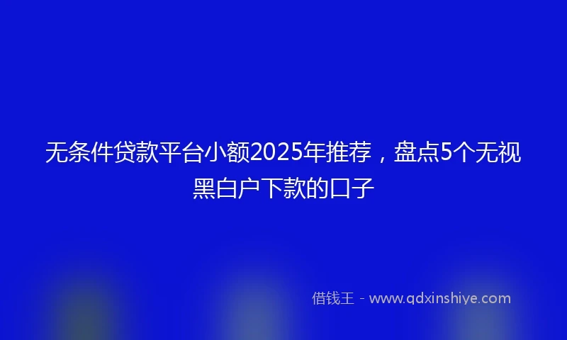 无条件贷款平台小额2025年推荐，盘点5个无视黑白户下款的口子