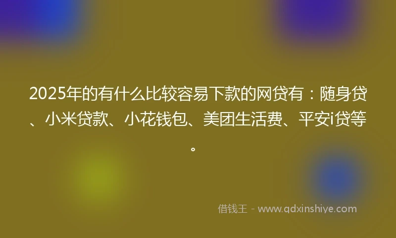 2025年的有什么比较容易下款的网贷有：随身贷、小米贷款、小花钱包、美团生活费、平安i贷等。