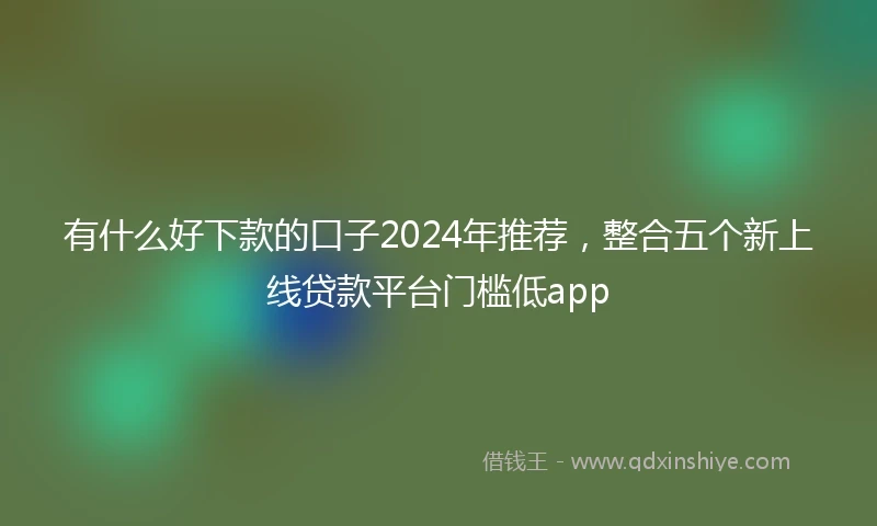 有什么好下款的口子2024年推荐,整合五个新上线贷款平台门槛低app