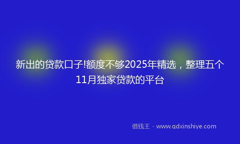 新出的贷款口子!额度不够2025年精选，整理五个11月独家贷款的平台