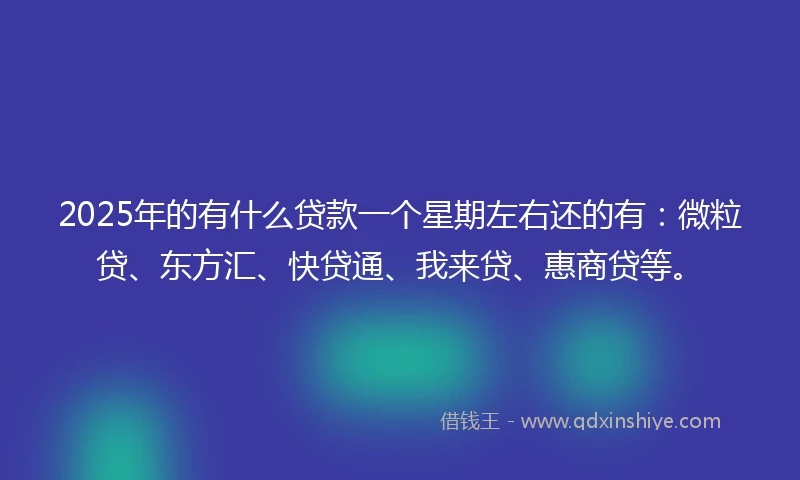2025年的有什么贷款一个星期左右还的有：微粒贷、东方汇、快贷通、我来贷、惠商贷等。
