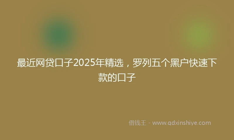 最近网贷口子2025年精选，罗列五个黑户快速下款的口子