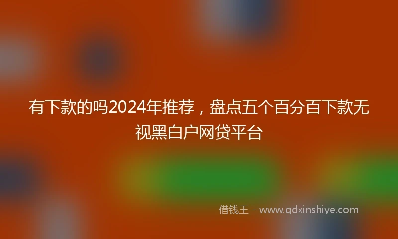 有下款的吗2024年推荐，盘点五个百分百下款无视黑白户网贷平台
