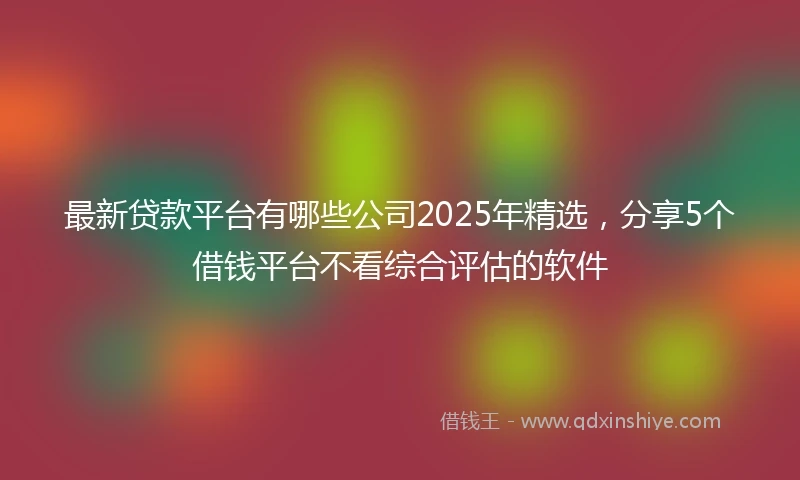 最新贷款平台有哪些公司2025年精选，分享5个借钱平台不看综合评估的软件