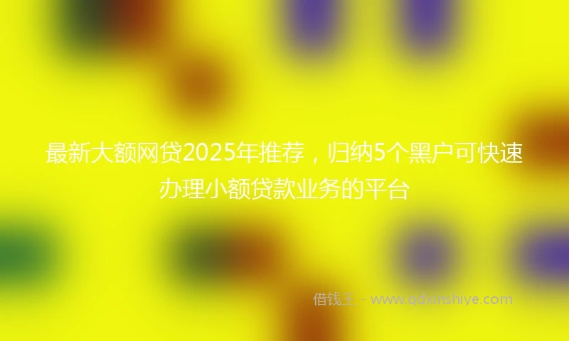 最新大额网贷2025年推荐，归纳5个黑户可快速办理小额贷款业务的平台