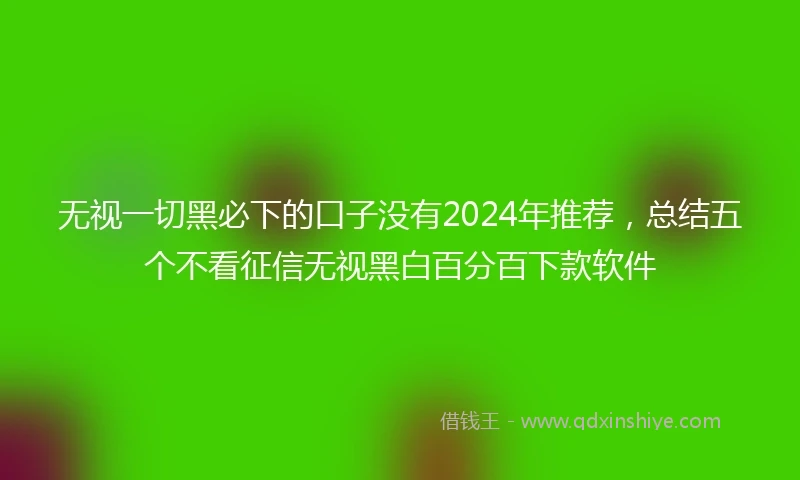 无视一切黑必下的口子没有2024年推荐,总结五个不看征信无视黑白百分百下款软件