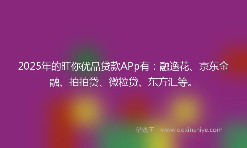 2025年的旺你优品贷款APp有：融逸花、京东金融、拍拍贷、微粒贷、东方汇等。