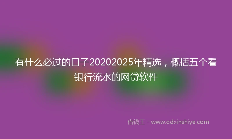 有什么必过的口子20202025年精选，概括五个看银行流水的网贷软件