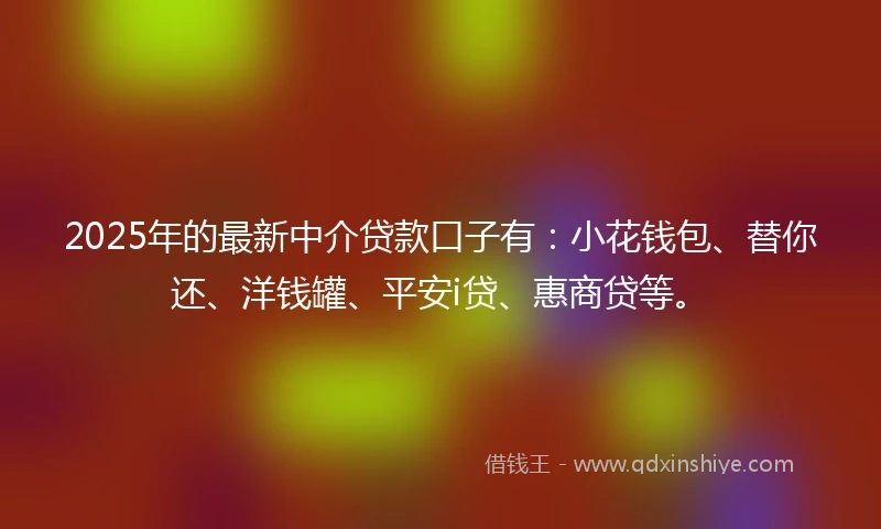 2025年的最新中介贷款口子有：小花钱包、替你还、洋钱罐、平安i贷、惠商贷等。