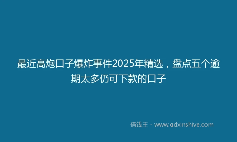 最近高炮口子爆炸事件2025年精选，盘点五个逾期太多仍可下款的口子