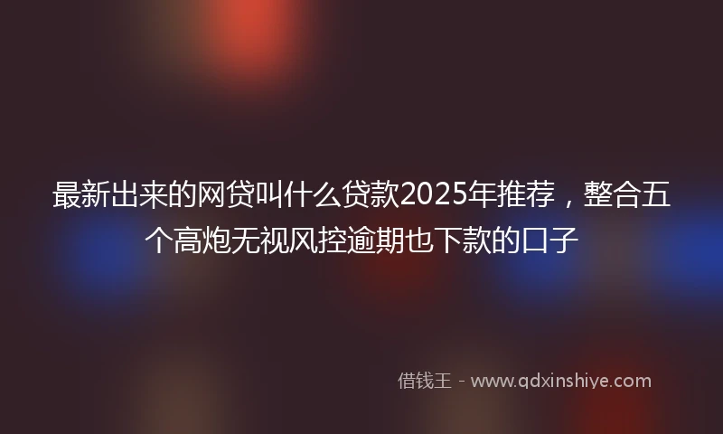 最新出来的网贷叫什么贷款2025年推荐，整合五个高炮无视风控逾期也下款的口子