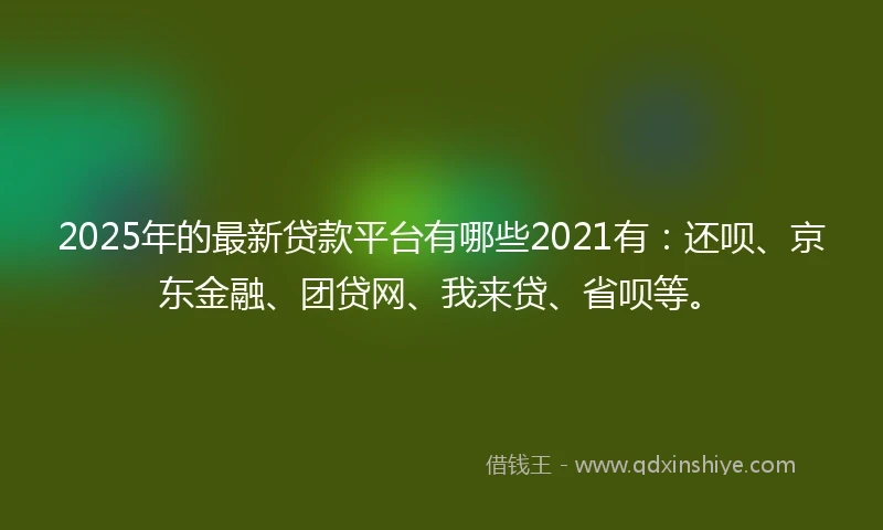 2025年的最新贷款平台有哪些2021有：还呗、京东金融、团贷网、我来贷、省呗等。