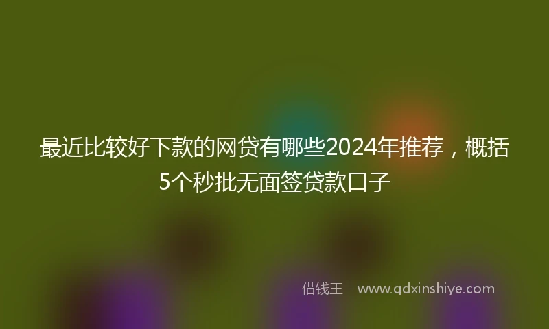最近比较好下款的网贷有哪些2024年推荐，概括5个秒批无面签贷款口子