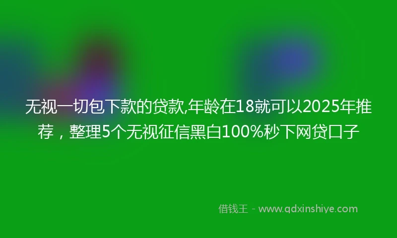 无视一切包下款的贷款,年龄在18就可以2025年推荐，整理5个无视征信黑白100%秒下网贷口子