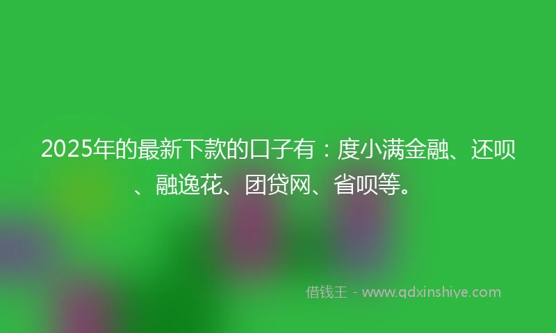 2025年的最新下款的口子有：度小满金融、还呗、融逸花、团贷网、省呗等。