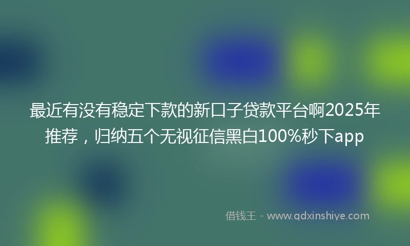 最近有没有稳定下款的新口子贷款平台啊2025年推荐，归纳五个无视征信黑白100%秒下app
