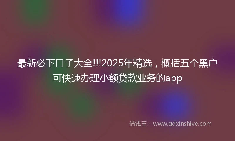 最新必下口子大全!!!2025年精选，概括五个黑户可快速办理小额贷款业务的app