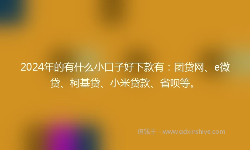 2024年的有什么小口子好下款有：团贷网、e微贷、柯基贷、小米贷款、省呗等。