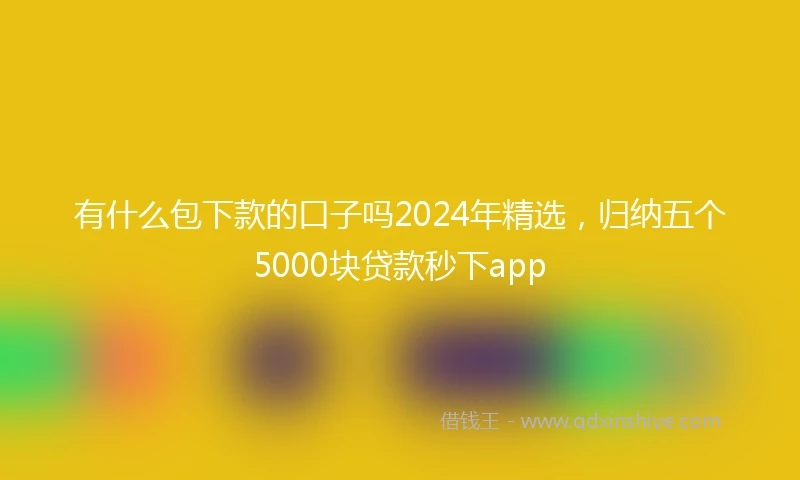 有什么包下款的口子吗2024年精选，归纳五个5000块贷款秒下app