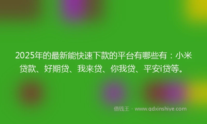 2025年的最新能快速下款的平台有哪些有：小米贷款、好期贷、我来贷、你我贷、平安i贷等。