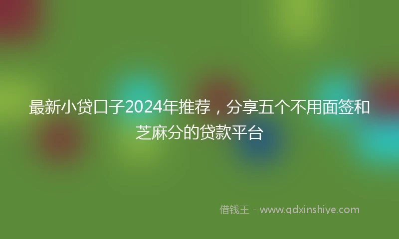 最新小贷口子2024年推荐，分享五个不用面签和芝麻分的贷款平台