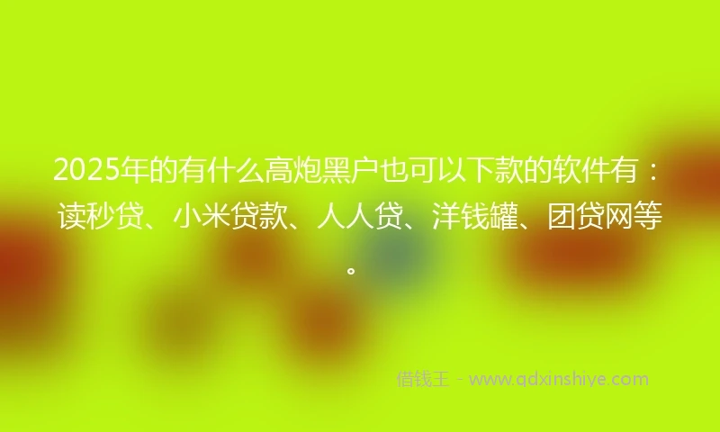 2025年的有什么高炮黑户也可以下款的软件有：读秒贷、小米贷款、人人贷、洋钱罐、团贷网等。