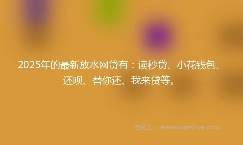2025年的最新放水网贷有：读秒贷、小花钱包、还呗、替你还、我来贷等。