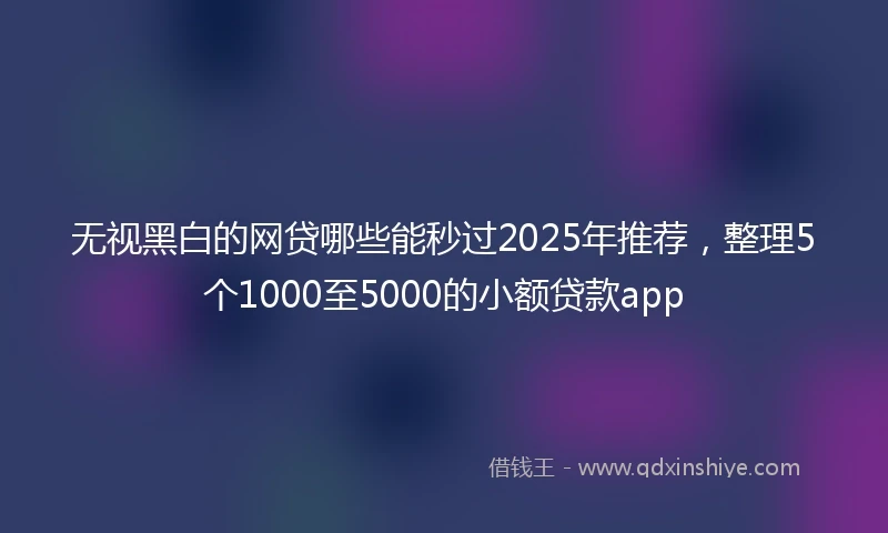 无视黑白的网贷哪些能秒过2025年推荐，整理5个1000至5000的小额贷款app