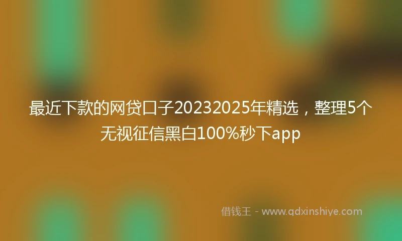最近下款的网贷口子20232025年精选，整理5个无视征信黑白100%秒下app