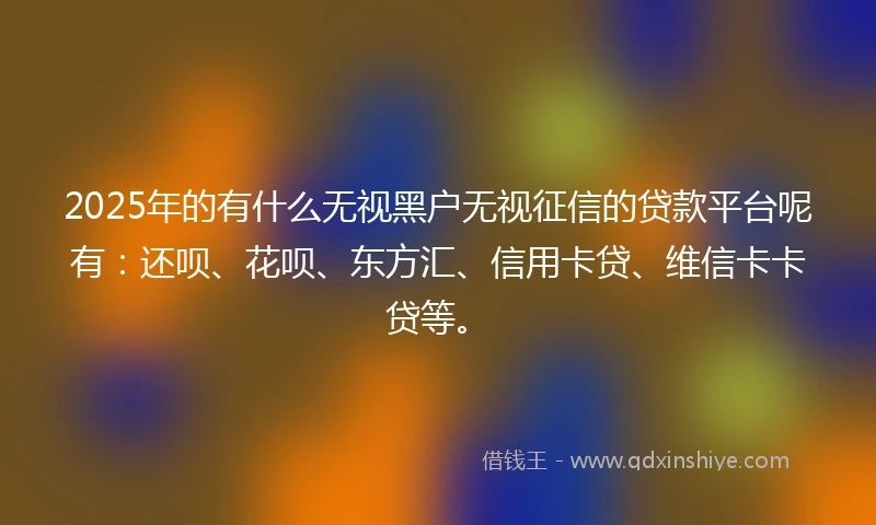 2025年的有什么无视黑户无视征信的贷款平台呢有：还呗、花呗、东方汇、信用卡贷、维信卡卡贷等。