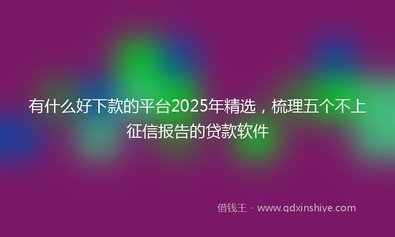 有什么好下款的平台2025年精选,梳理五个不上征信报告的贷款软件