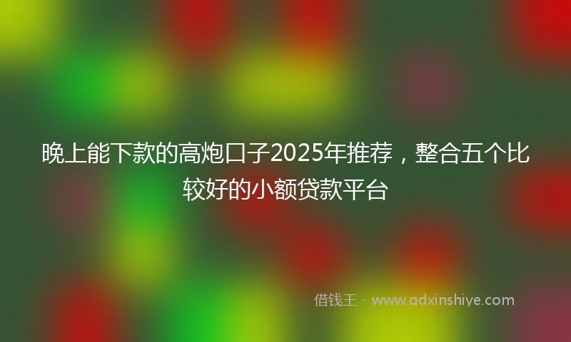 晚上能下款的高炮口子2025年推荐，整合五个比较好的小额贷款平台