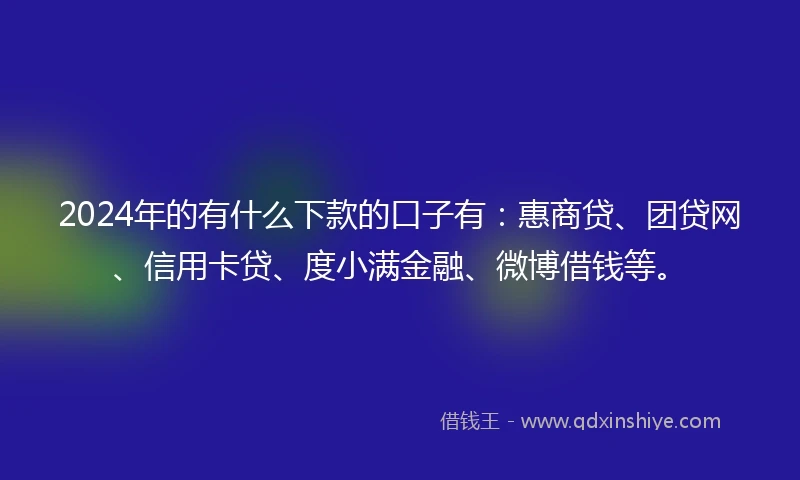 2024年的有什么下款的口子有：惠商贷、团贷网、信用卡贷、度小满金融、微博借钱等。