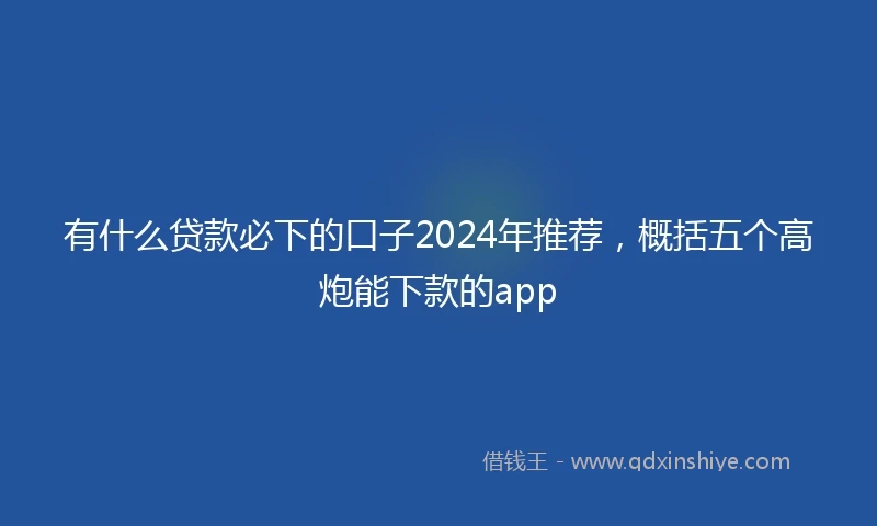 有什么贷款必下的口子2024年推荐,概括五个高炮能下款的app