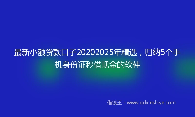 最新小额贷款口子20202025年精选，归纳5个手机身份证秒借现金的软件