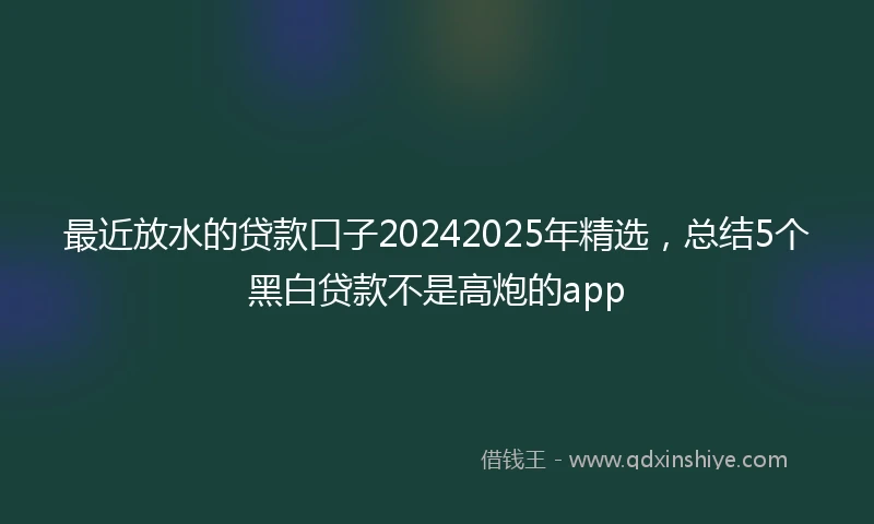 最近放水的贷款口子20242025年精选，总结5个黑白贷款不是高炮的app